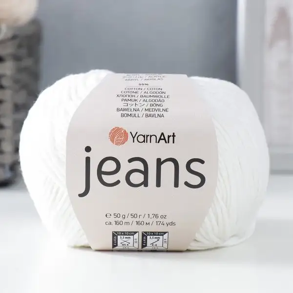 Пряжа для вязания «Jeans» 160м/50гр, 01 белый