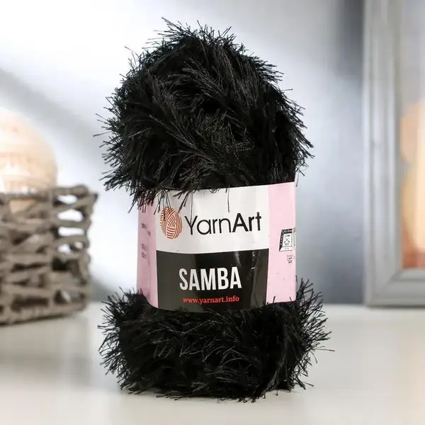 Пряжа для вязания «Samba» полиэстер 150м/100гр, 02 черный