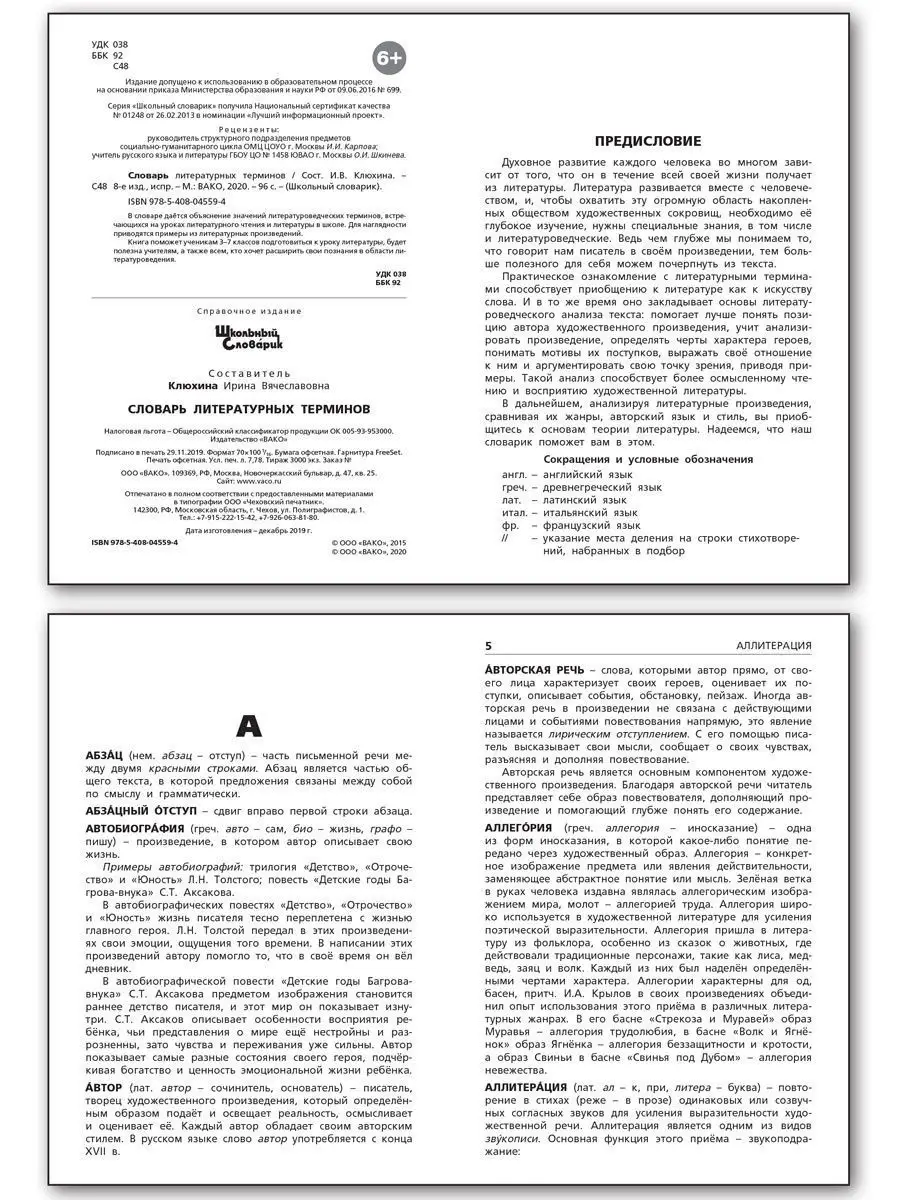 Школьный словарь литературных терминов ВАКО 170743199 купить в  интернет-магазине Wildberries