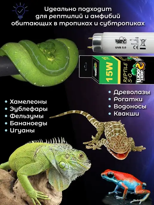 Lucky Herp Лампа ультрафиолетовая для террариума Т8 UVB 5.0 15W, 15 Вт, фото 4