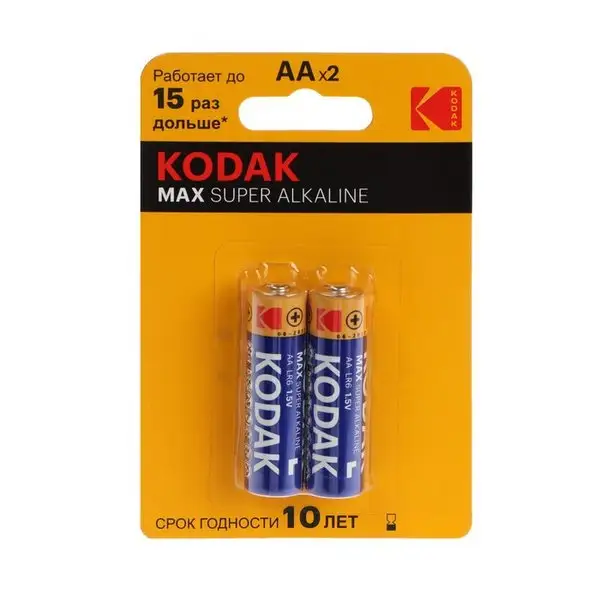 Батарейка алкалиновая, AA, LR6-2BL, 1.5В, блистер, 2 шт.