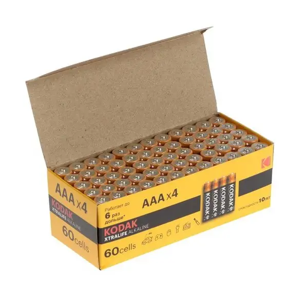 Батарейка алкалиновая, AAA, 1.5В, бокс, 60 шт.