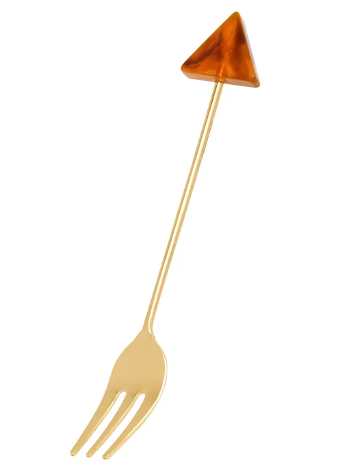 Takakuwa Вилка десертная для торта маленькая 15,3х2х0,7 см, желтый, фото 3