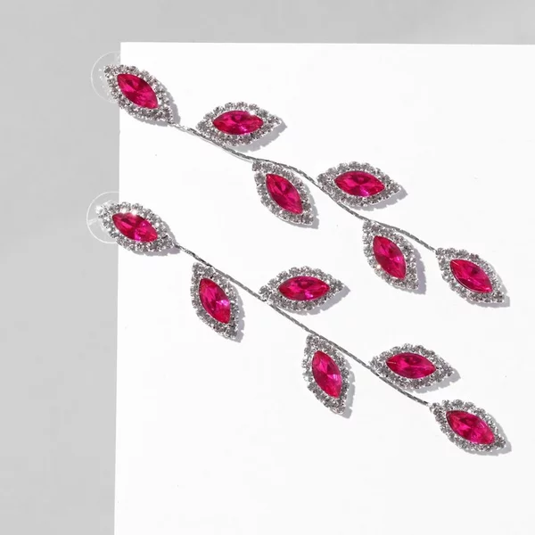 Серьги висячие со стразами «Листопад»