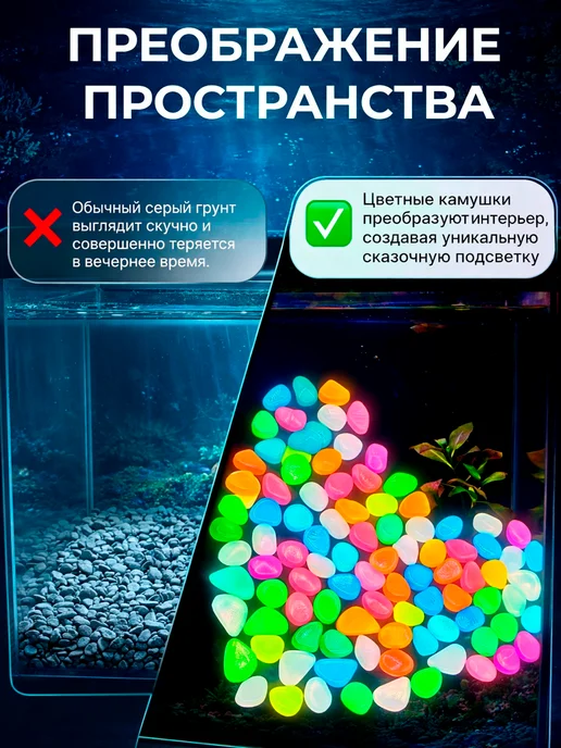 Homium Камушки для аквариума светящиеся декор, голубой, фото 3
