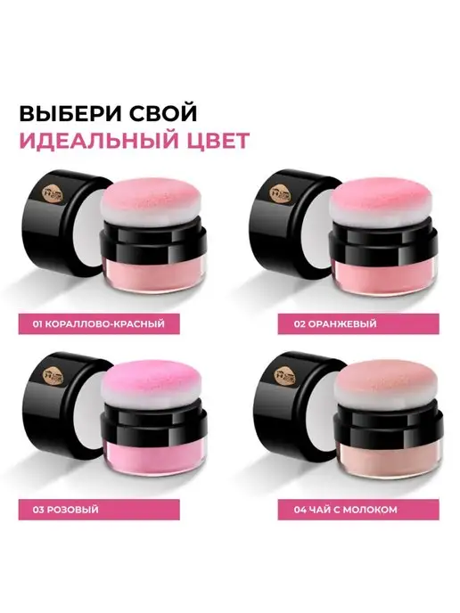 Рассыпчатые румяна для лица со спонжем, розовый, фото 3