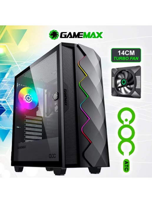GAMEMAX Корпус для ПК Diamond COC Black без БП, черный