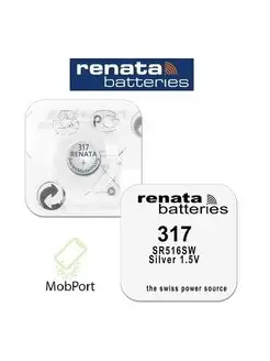 Батарейка для часов Renata 317 (SR516SW) 1.55V - 1 шт MobPort 170935691 купить за 188 ₽ в интернет-магазине Wildberries