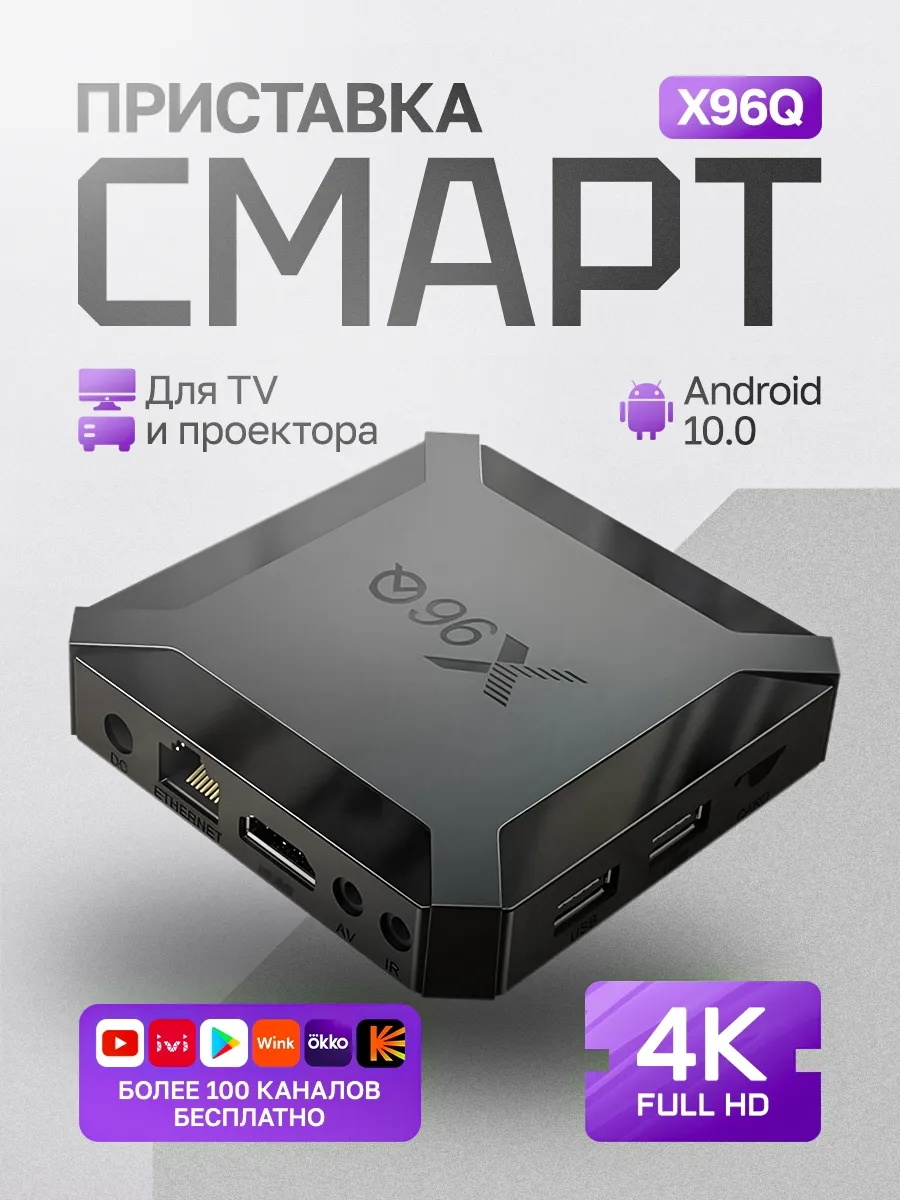 Приставка для телевизора андроид с smart tv 1/8 X96Q 170955416 купить за 1  636 ₽ в интернет-магазине Wildberries