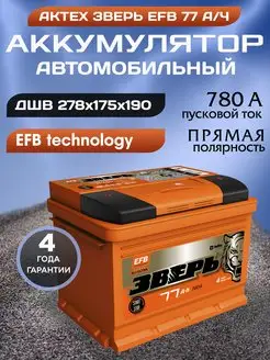 Аккумулятор автомобильный 77 12v прямая EFB Зверь АКТЕХ 170957061 купить за 9 604 ₽ в интернет-магазине Wildberries