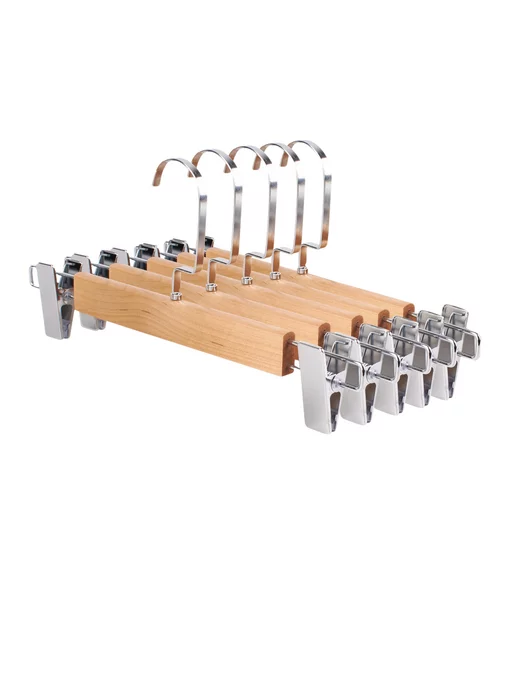 aBBas Вешалки с зажимами для брюки и юбок 100% деревянный, серый, фото 4