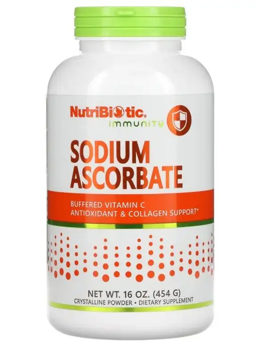 NutriBiotic Sodium Ascorbate, аскорбат натрия, витамин С, 454 г