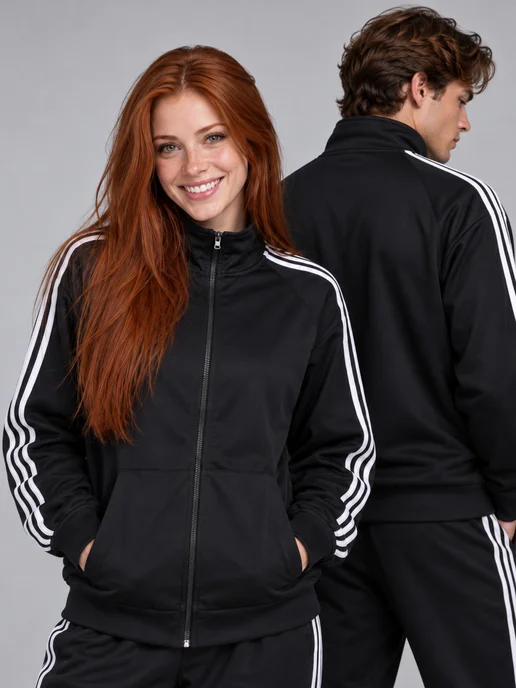 You In Black Олимпийка Y2K спортивная на молнии без капюшона adidas, черный, фото 6