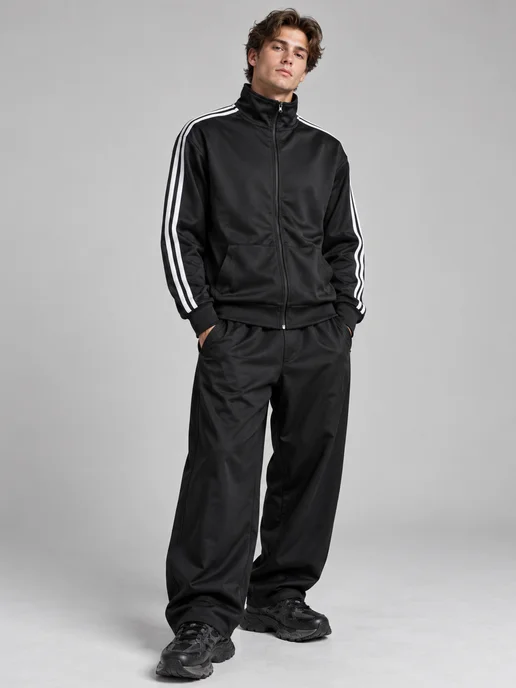 You In Black Олимпийка Y2K спортивная на молнии без капюшона adidas, черный, фото 8