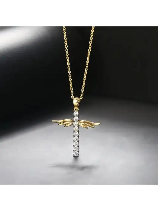 Azimut C.O. Jewelry and Accessories Колье Крест Ангела, желтый, фото 2