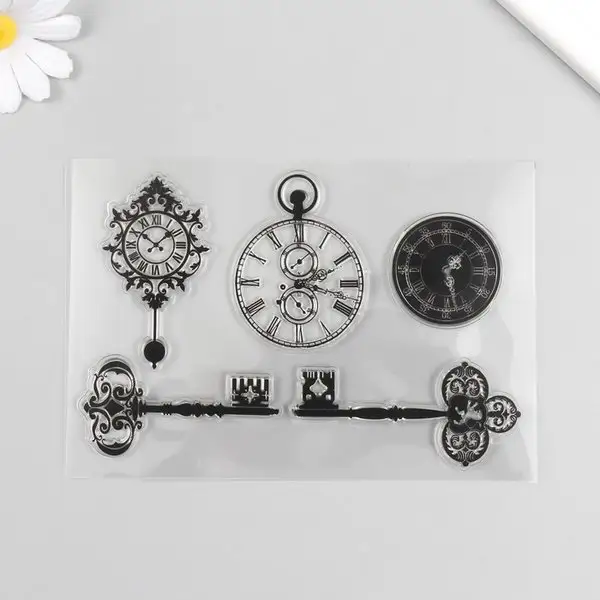 Штамп для декора «Винтаж. Часы и ключи» 16х11 см