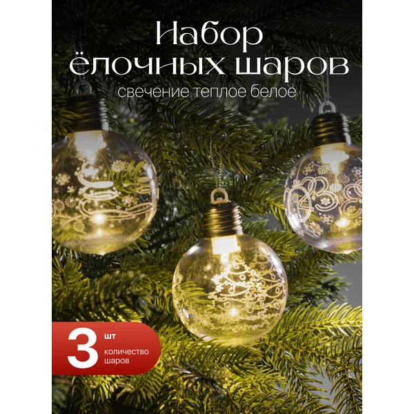 Набор елочных игрушек светящихся шаров