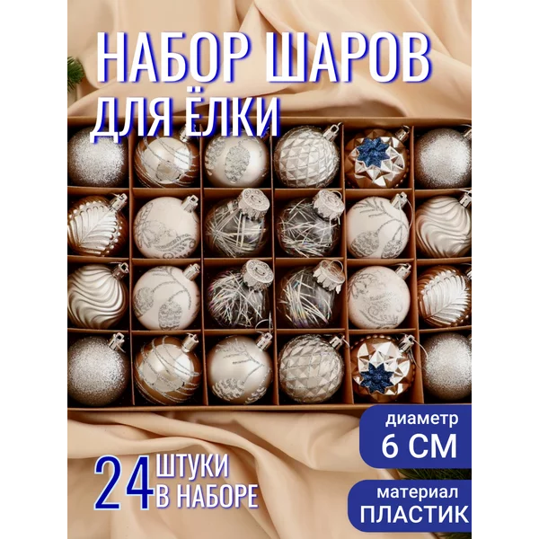 Набор новогодних украшений 6 см, 24 шт Мелодия