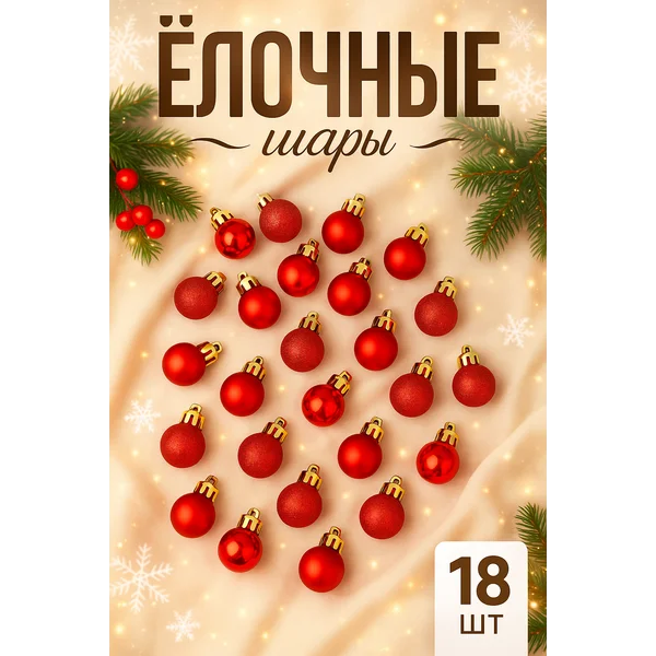 Набор новогодних украшений 2 см, 18 шт Небылица