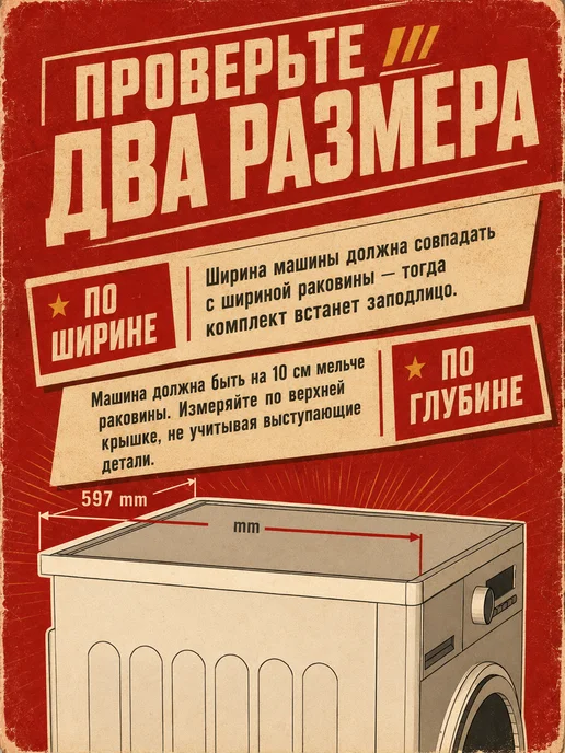SimGran Модель 60х55 Раковина в ванную над стиральной машиной, вариант, фото 5