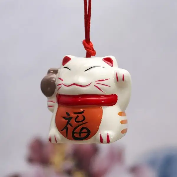 Сувенир колокольчик «Манэки-неко Счастье» 5х6,5х6 см