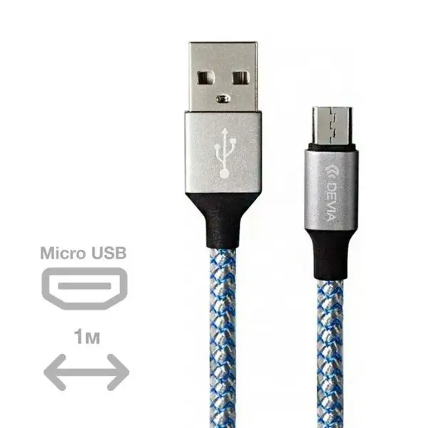Кабель micro USB — USB, 2.4 А, 1 м, туба, черный