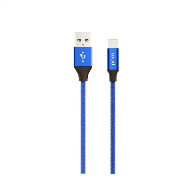 Кабель Lightning — USB, 2,4 А, 1 м, тканевая оплетка, синий