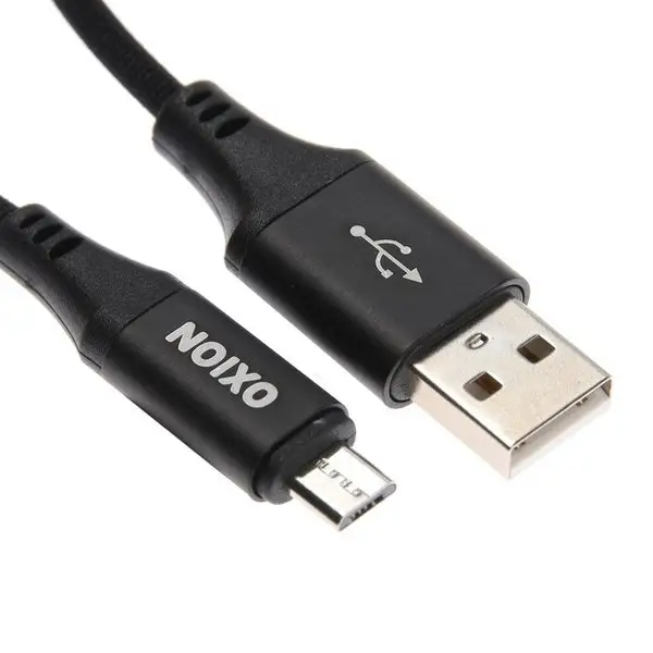 Кабель USB — microUSB, 1 м, быстрая зарядка, стяжка, черный