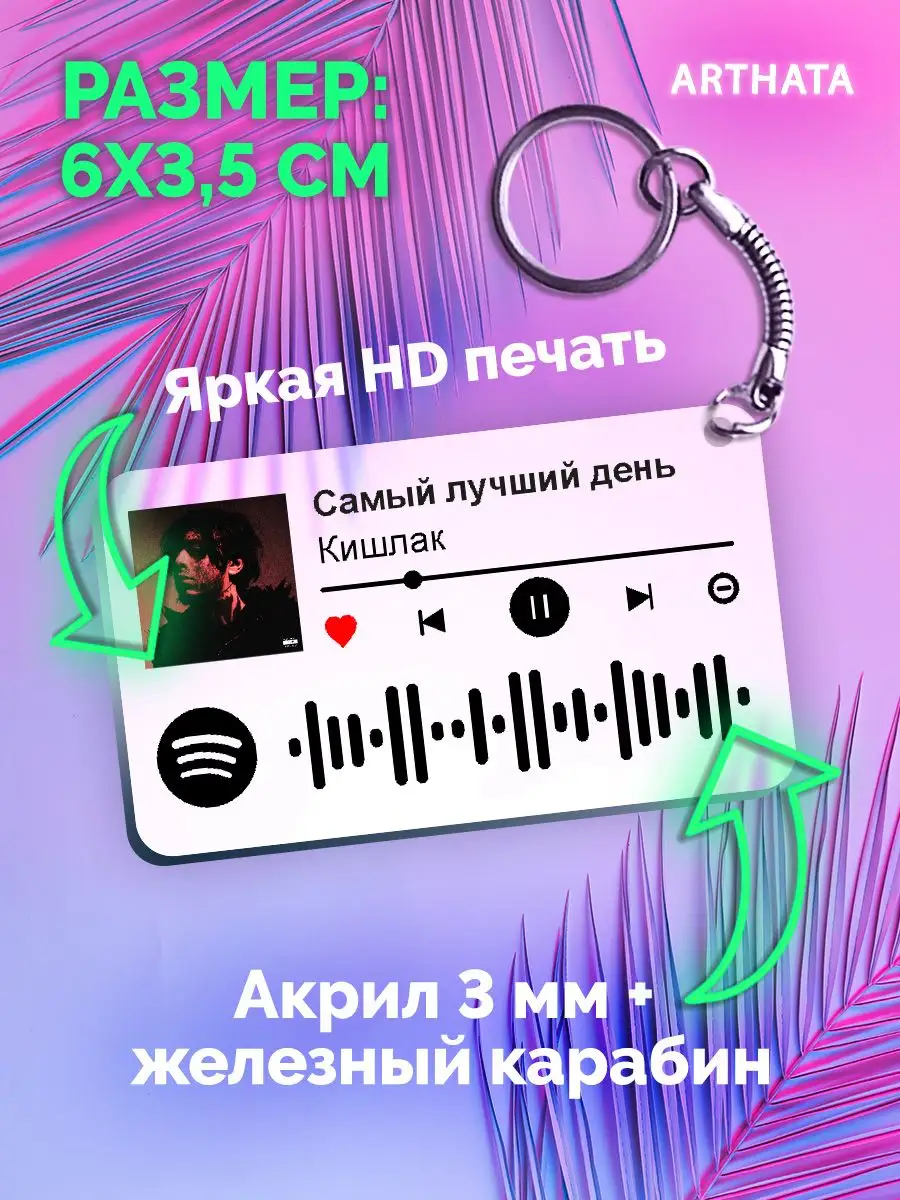 Спотифай Брелок Кишлак - Самый лучший день Arthata-spotify постер Спотифай  постер 171140542 купить за 240 ₽ в интернет-магазине Wildberries