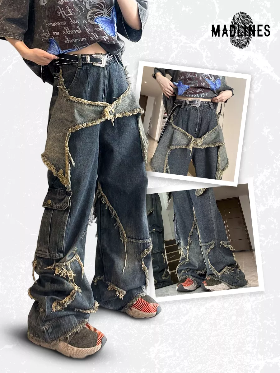 Джинсы y2k широкие багги со звездами Madlines 171175179 купить за