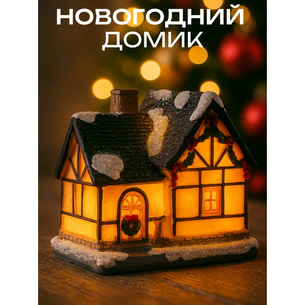 Фигурка новогодняя Домик с подсветкой