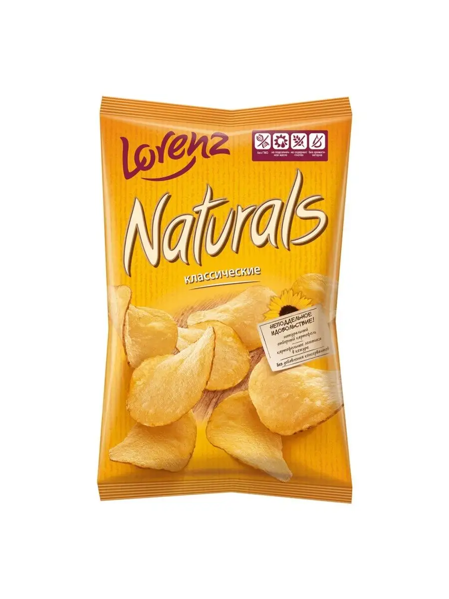 Чипсы картофельные Naturals Классические с солью, 100 г Lorenz 171238609  купить за 260 ₽ в интернет-магазине Wildberries