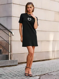 Платье-футболка черное Modjimoda 171241482 купить за 476 ₽ в интернет‑магазине Wildberries