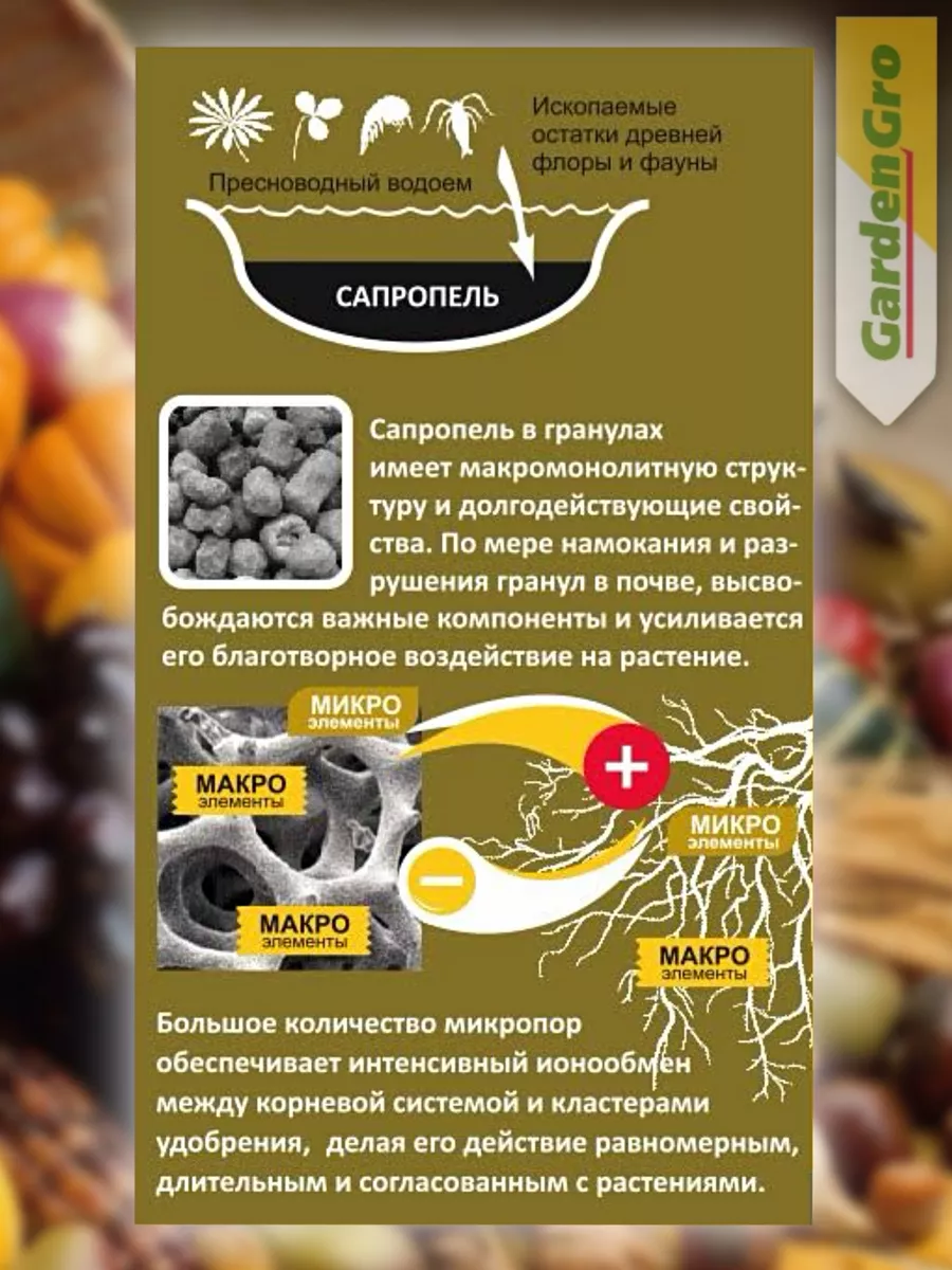 Удобрение Сапропель NPK 6-2-1 в гранулах 5л. GardenGro 171243212 купить за  755 ₽ в интернет-магазине Wildberries