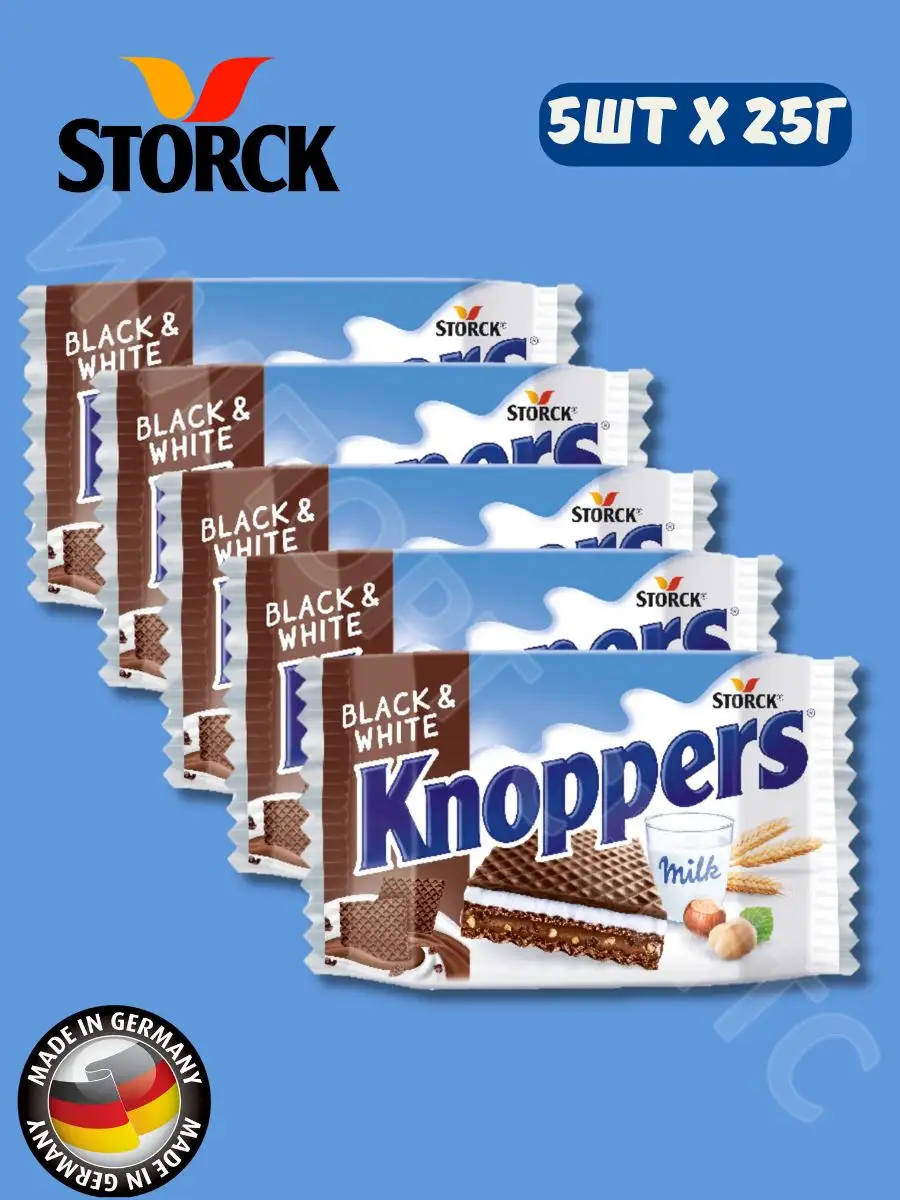 Вафли Storck Кнопперс Black & White 25г x 5 шт