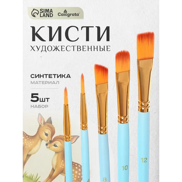 Набор кистей синтетика № 2, 4, 8, 10, 6
