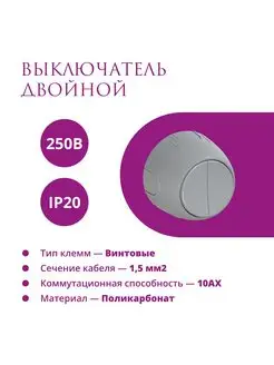 Выключатель двухклавишный накладной ONEKEYELECTRO 171273611 купить за 459 ₽ в интернет-магазине Wildberries