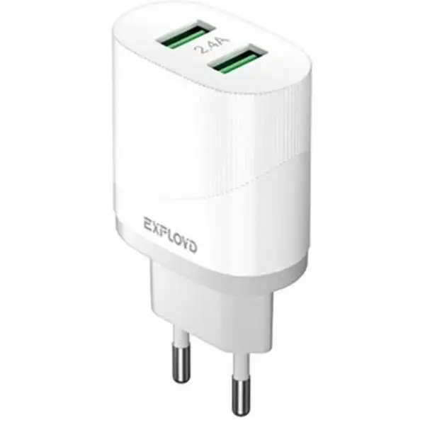 Сетевое зарядное устройство 2 USB, 2.4 А