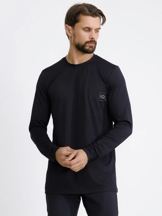 IQ SPORT Лонгслив спортивный оверсайзс длинным рукавом для фитнеса, черный