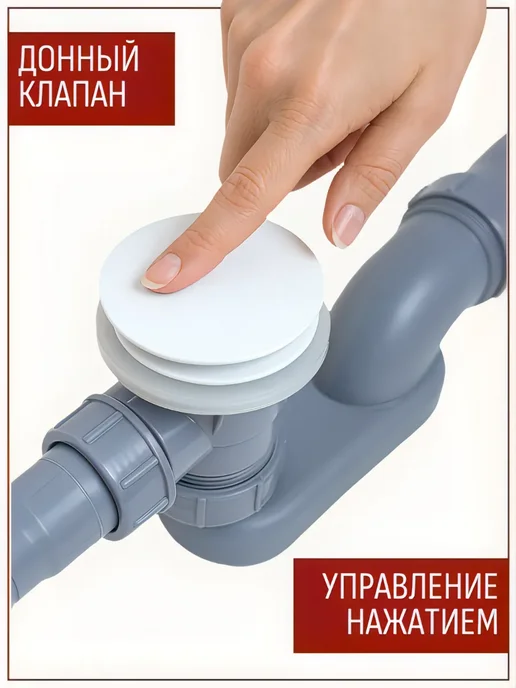 Ganzer Сифон для ванны клик-клак, слив-перелив — чёрный матовый, белый, фото 2