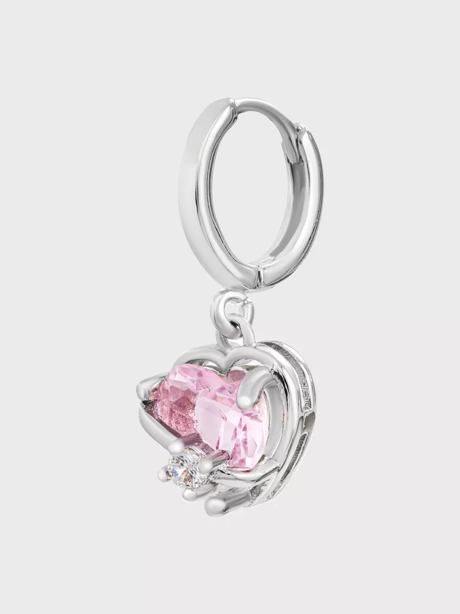 Серьги корейские сердечки с камнем длинные висячие милые be self true jewel  171360032 купить за 410 ₽ в интернет-магазине Wildberries