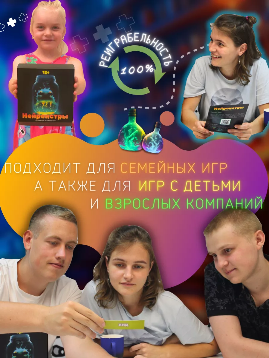 Нейронстры веселая настольная игра для семьи компании детей Lobby Games  171369287 купить в интернет-магазине Wildberries