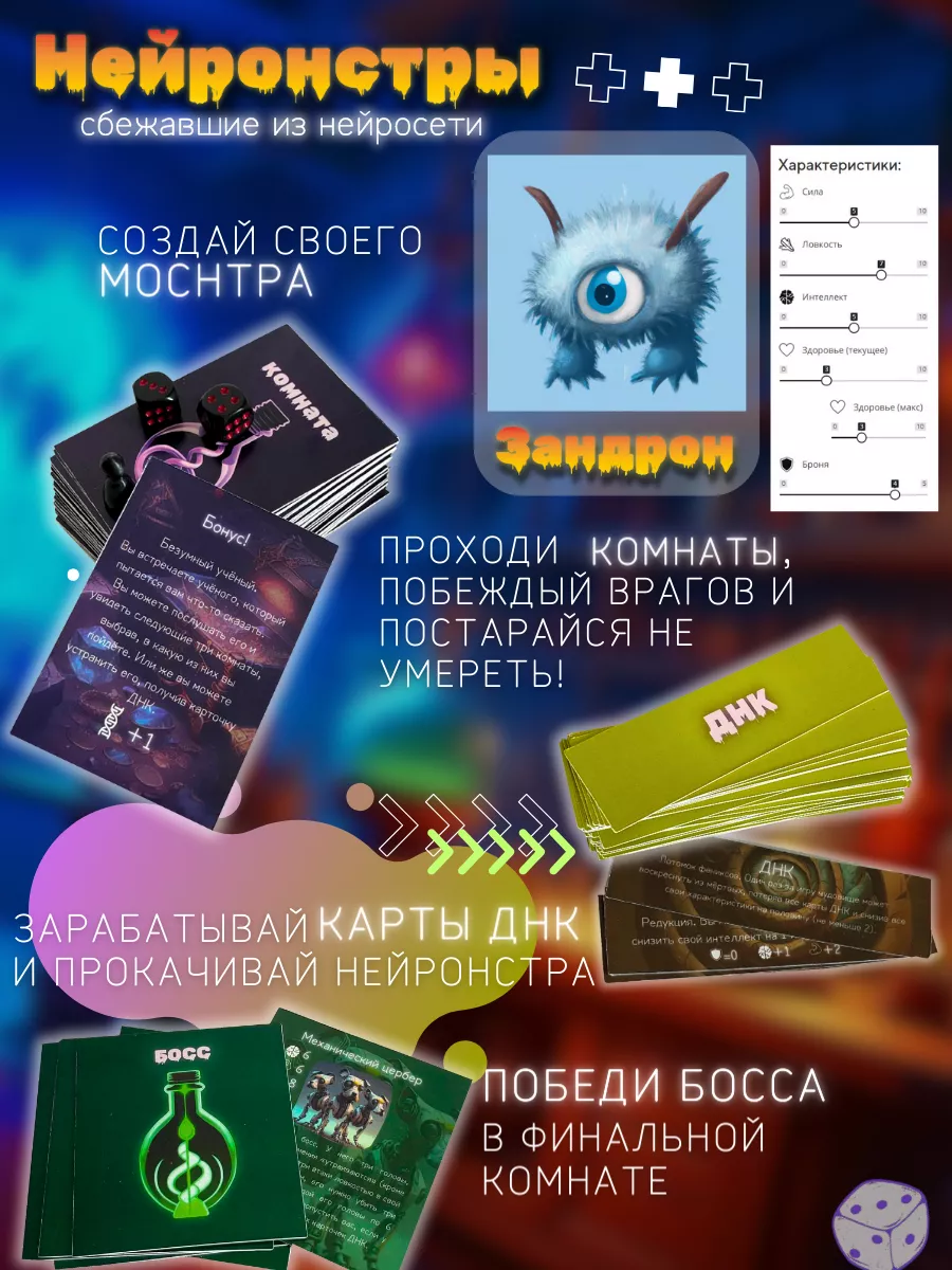 Нейронстры веселая настольная игра для семьи компании детей Lobby Games  171369287 купить в интернет-магазине Wildberries