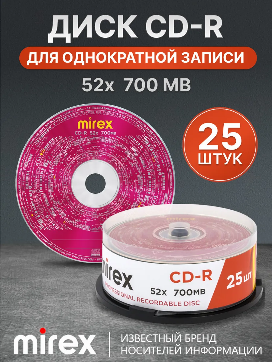 Диски болванки CD-R 52X 700 МБ, Cake box 25 штук UL120052A8M