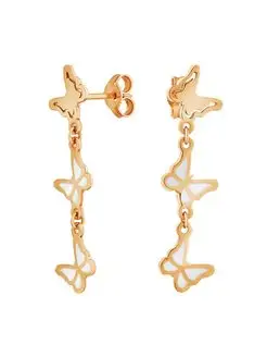 Серьги серебряные в позолоте с эмалью super-sale. Цвет золотистый. Вид 2.