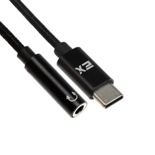 Переходник с Type-C на Jack 3.5, музыка + гарнитура