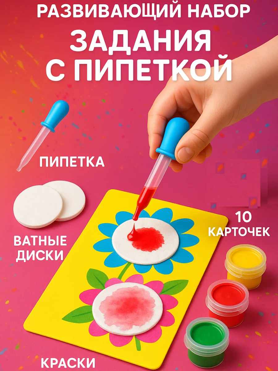 Развивающий набор игра для детей "Задания с пипеткой"