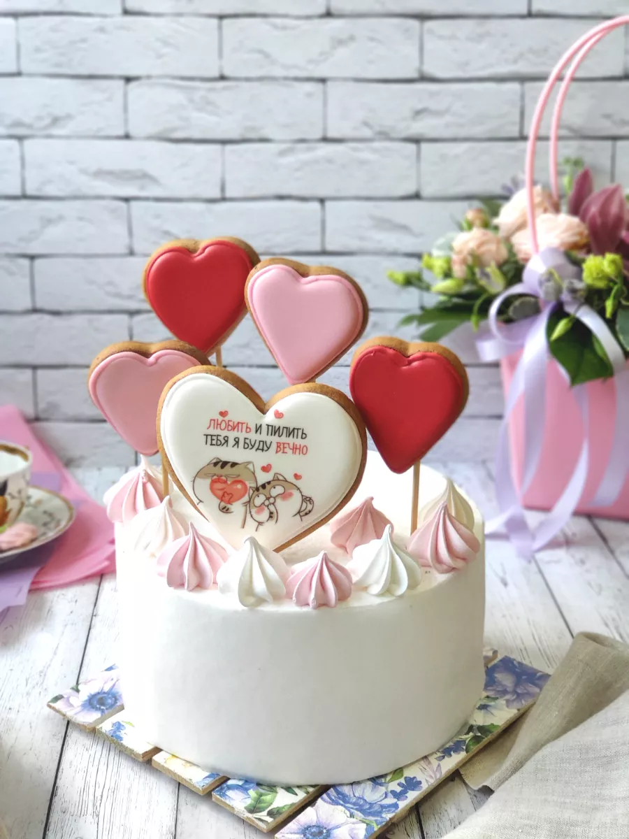 Торты любимому на 14 февраля День Влюбленных своими руками - как украсить торт на день влюбленных