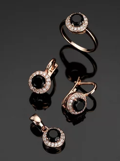 Позолоченный комплект серьги, кольцо и кулон Дубайское золото 171596591 купить за 605 ₽ в интернет-магазине Wildberries