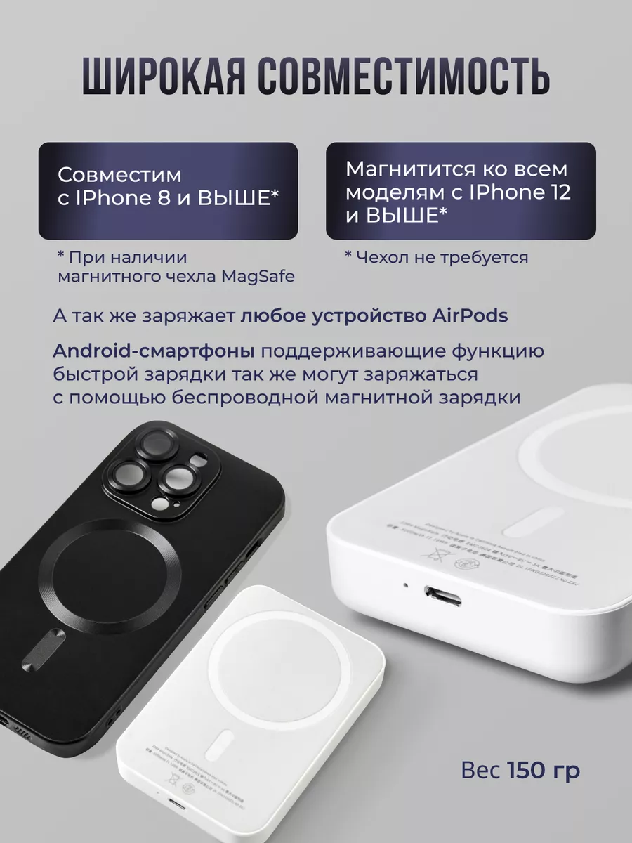 Беспроводная зарядка iphone магнитная powerbank AYAZGULOVA 171742789 купить  в интернет-магазине Wildberries